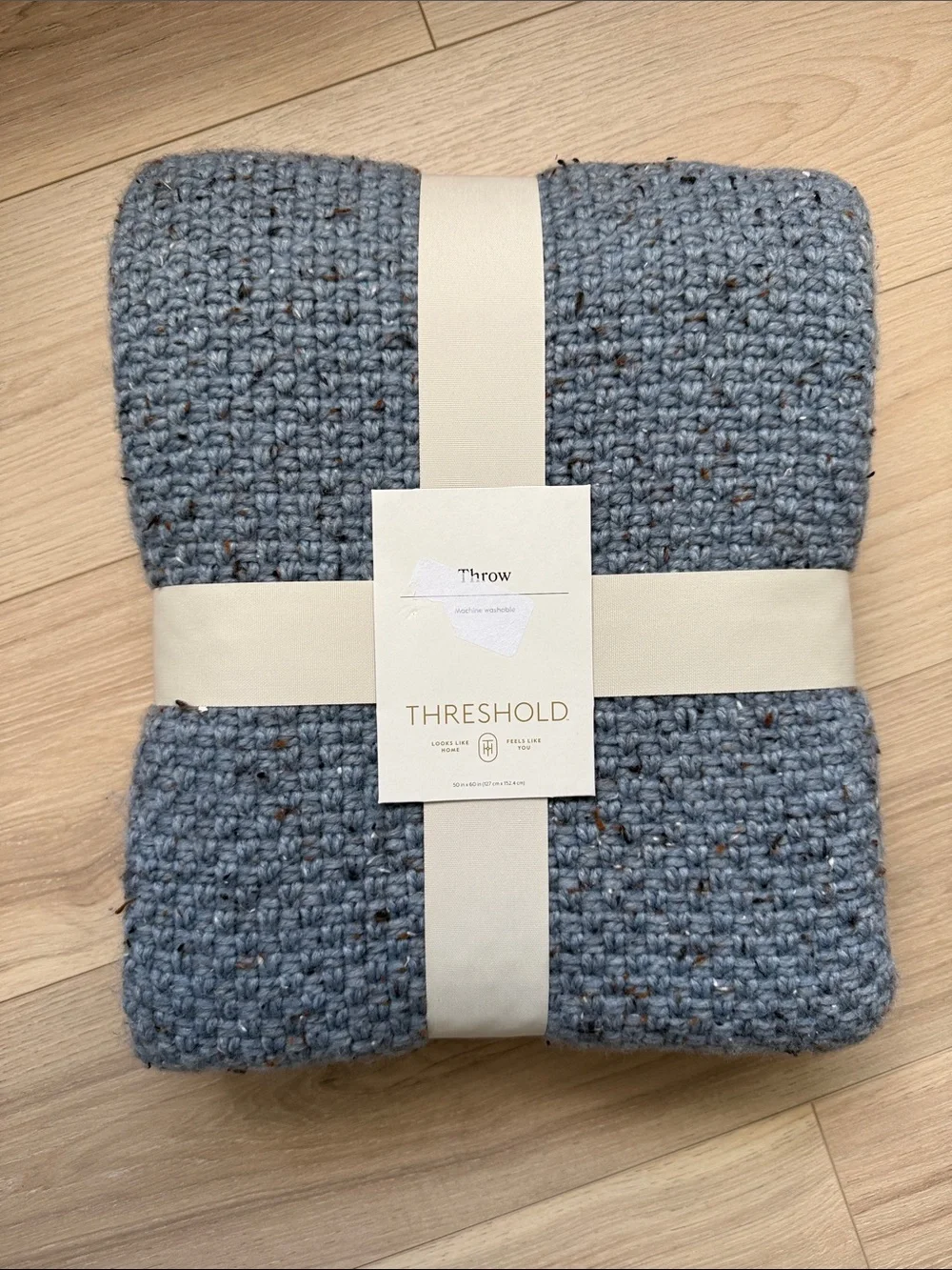 NEW- Threshold Marled Knit Throw Blanket in Blue